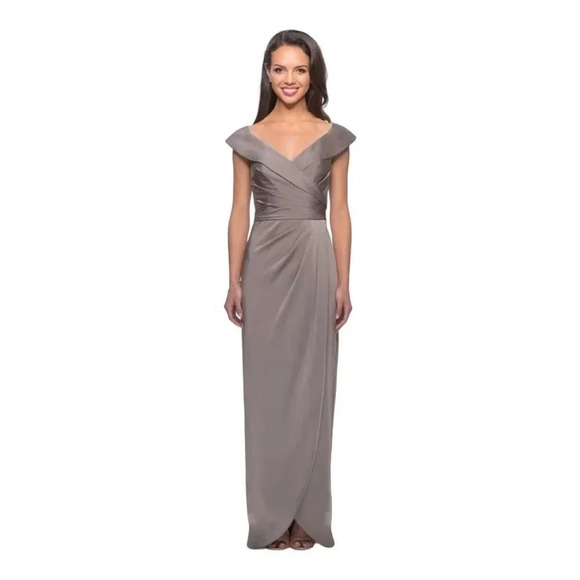 La Femme Style 25206 Pewter Gown Size 16 - Picture 1 of 8